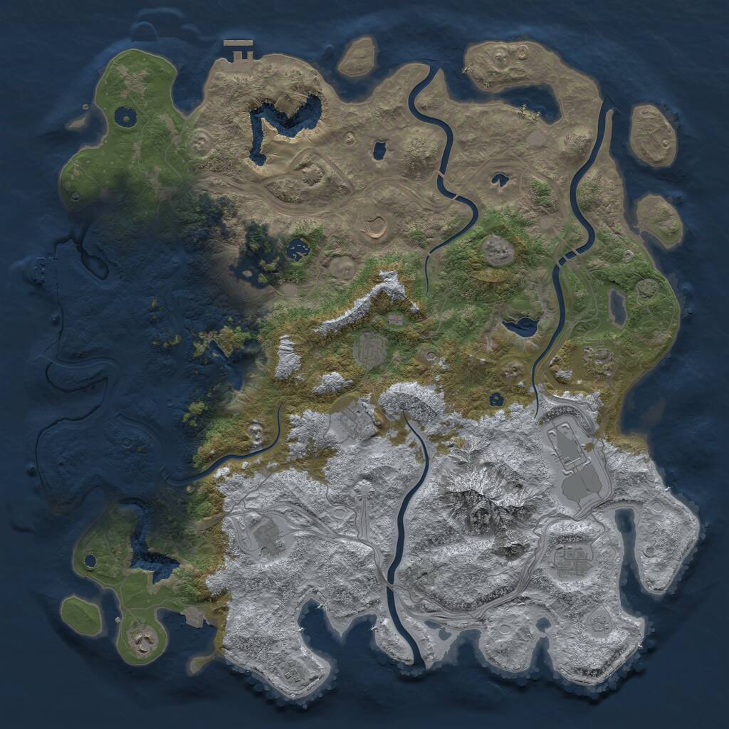 Rust Map: Procedural Map, Size: 5000, Seed: 1321726606, 17 Monuments