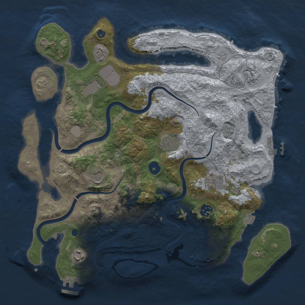 Rust Map: Procedural Map, Size: 3750, Seed: 484574, 14 Monuments