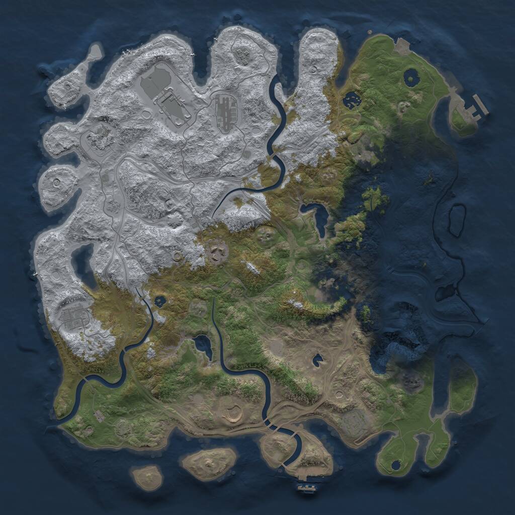 Rust Map: Procedural Map, Size: 4500, Seed: 1354487007, 17 Monuments
