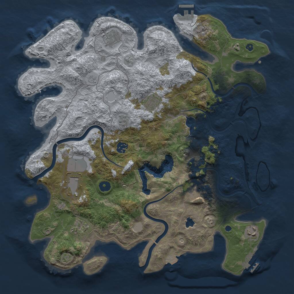 Rust Map: Procedural Map, Size: 4000, Seed: 48530610, 14 Monuments