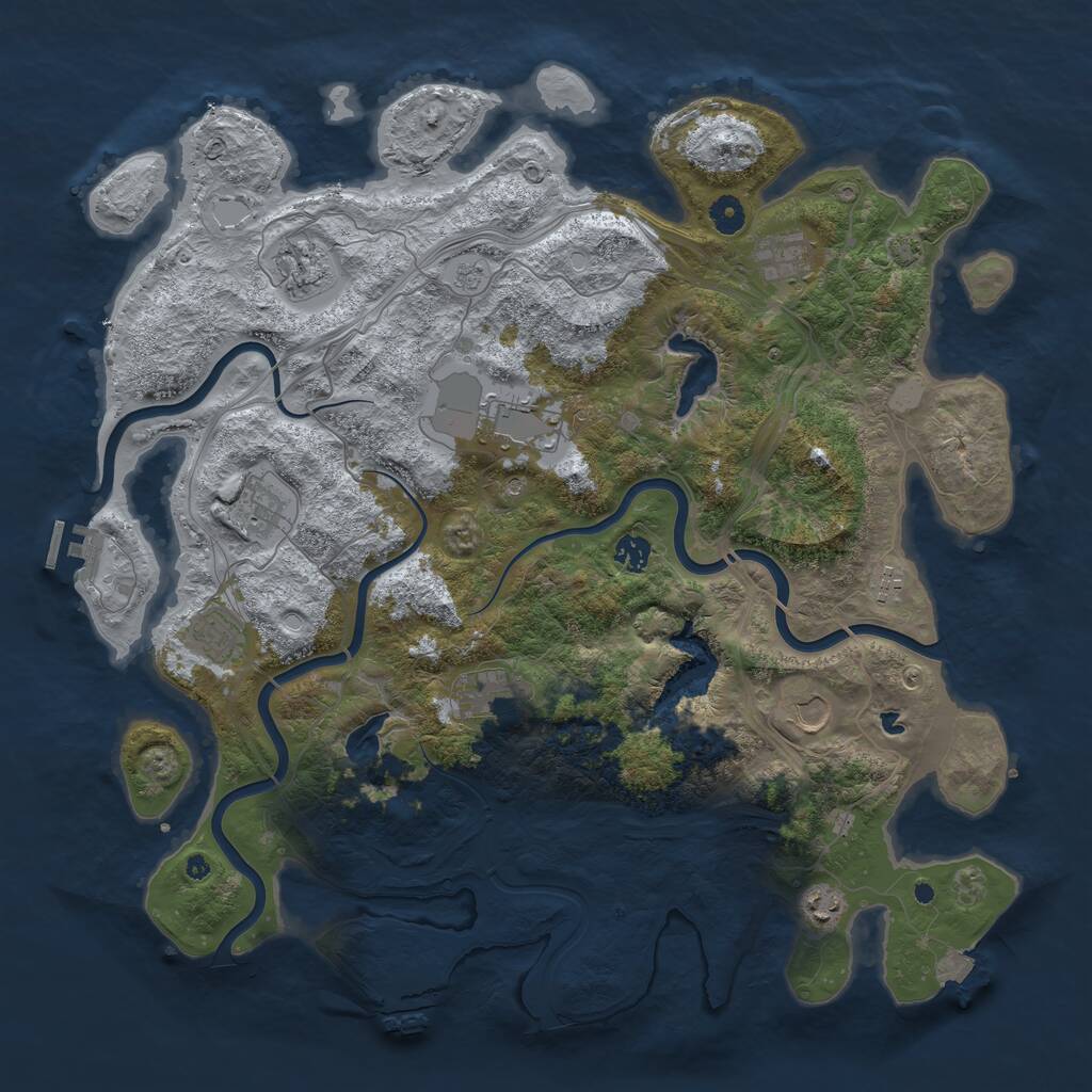 Rust Map: Procedural Map, Size: 4500, Seed: 1046754715, 16 Monuments