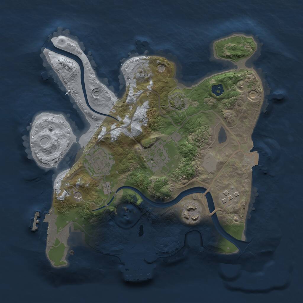 Rust Map: Procedural Map, Size: 2500, Seed: 758034002, 9 Monuments