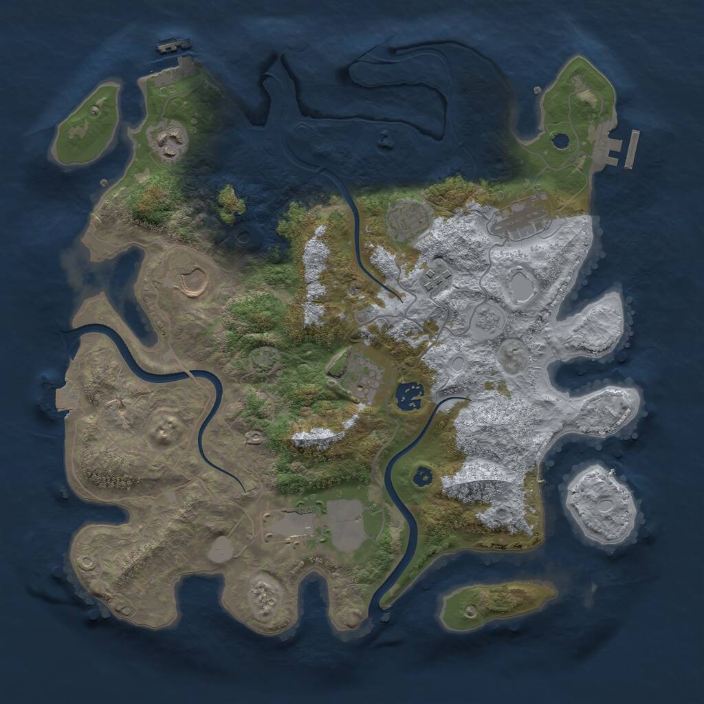 Rust Map: Procedural Map, Size: 3600, Seed: 1996024987, 14 Monuments