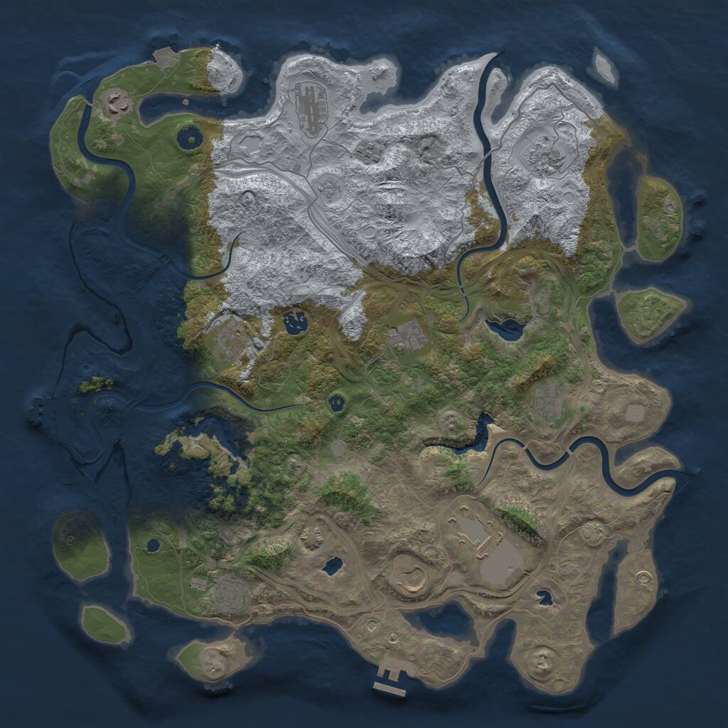 Rust Map: Procedural Map, Size: 4500, Seed: 527266435, 17 Monuments