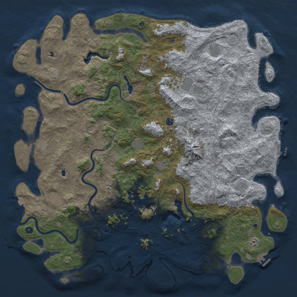 Rust Map: Procedural Map, Size: 6000, Seed: 646233811, 17 Monuments