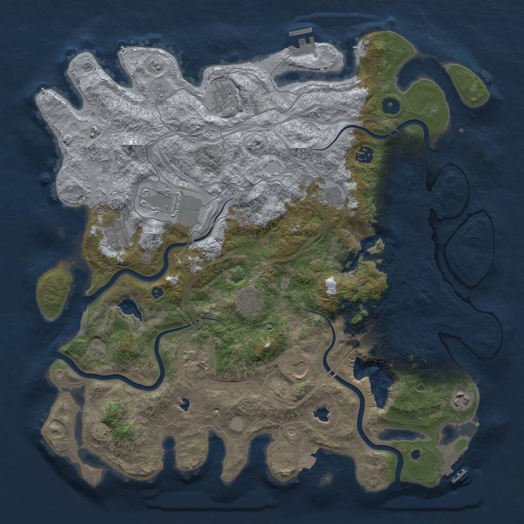 Rust Map: Procedural Map, Size: 4500, Seed: 1391619846, 16 Monuments