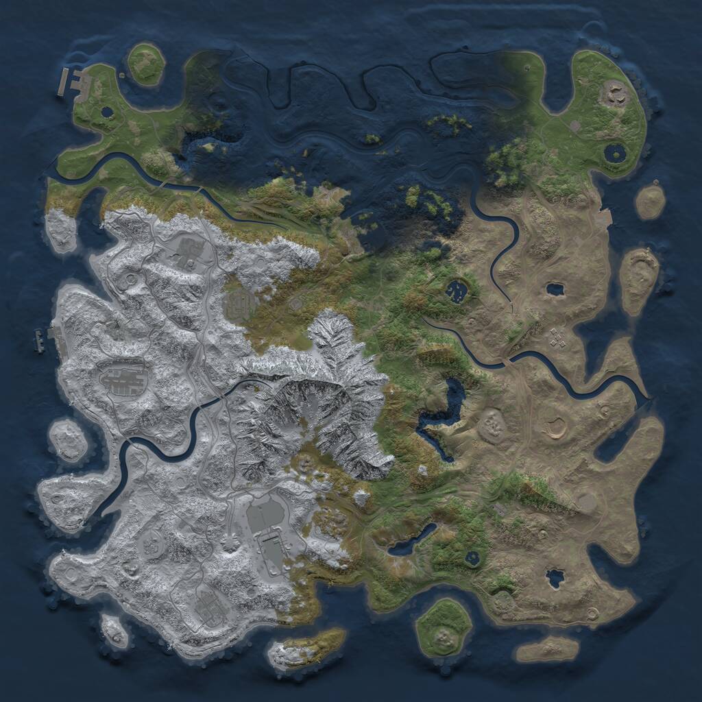 Rust Map: Procedural Map, Size: 5000, Seed: 432409515, 17 Monuments