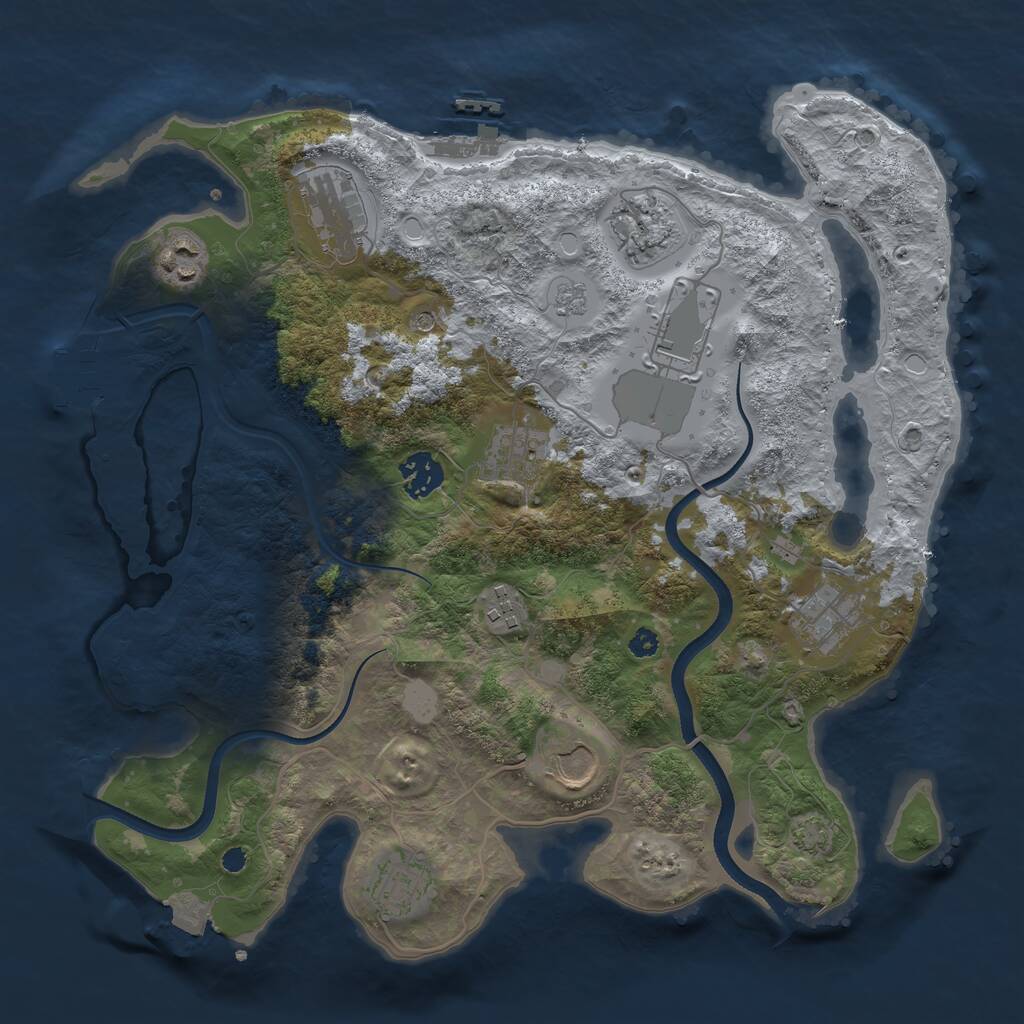 Rust Map: Procedural Map, Size: 3500, Seed: 932043120, 16 Monuments