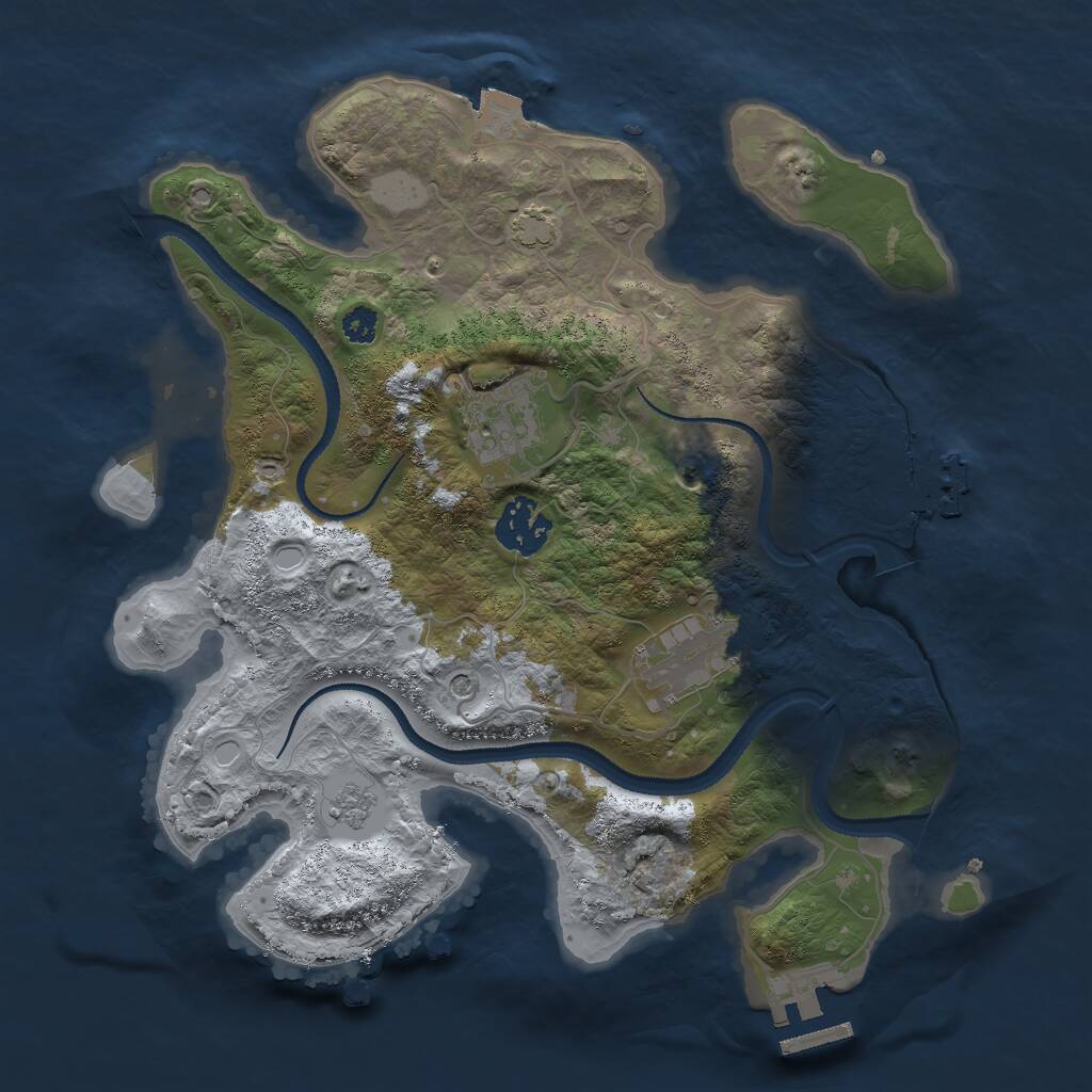 Rust Map: Procedural Map, Size: 3000, Seed: 40067, 9 Monuments