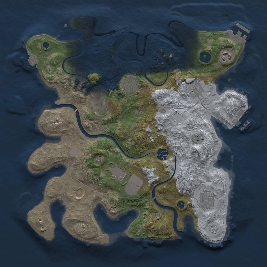 Rust Map: Procedural Map, Size: 3500, Seed: 1672145054, 15 Monuments