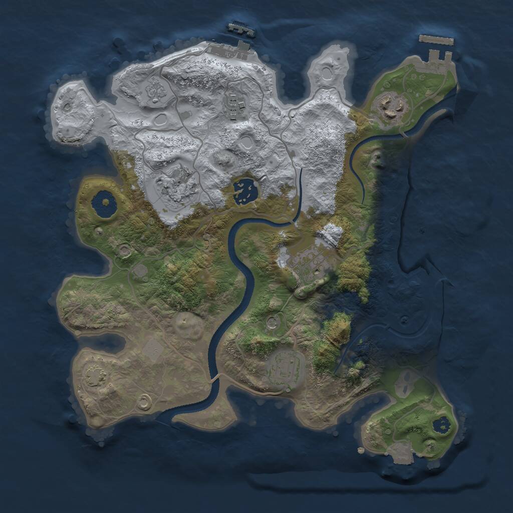 Rust Map: Procedural Map, Size: 3000, Seed: 1203643780, 12 Monuments