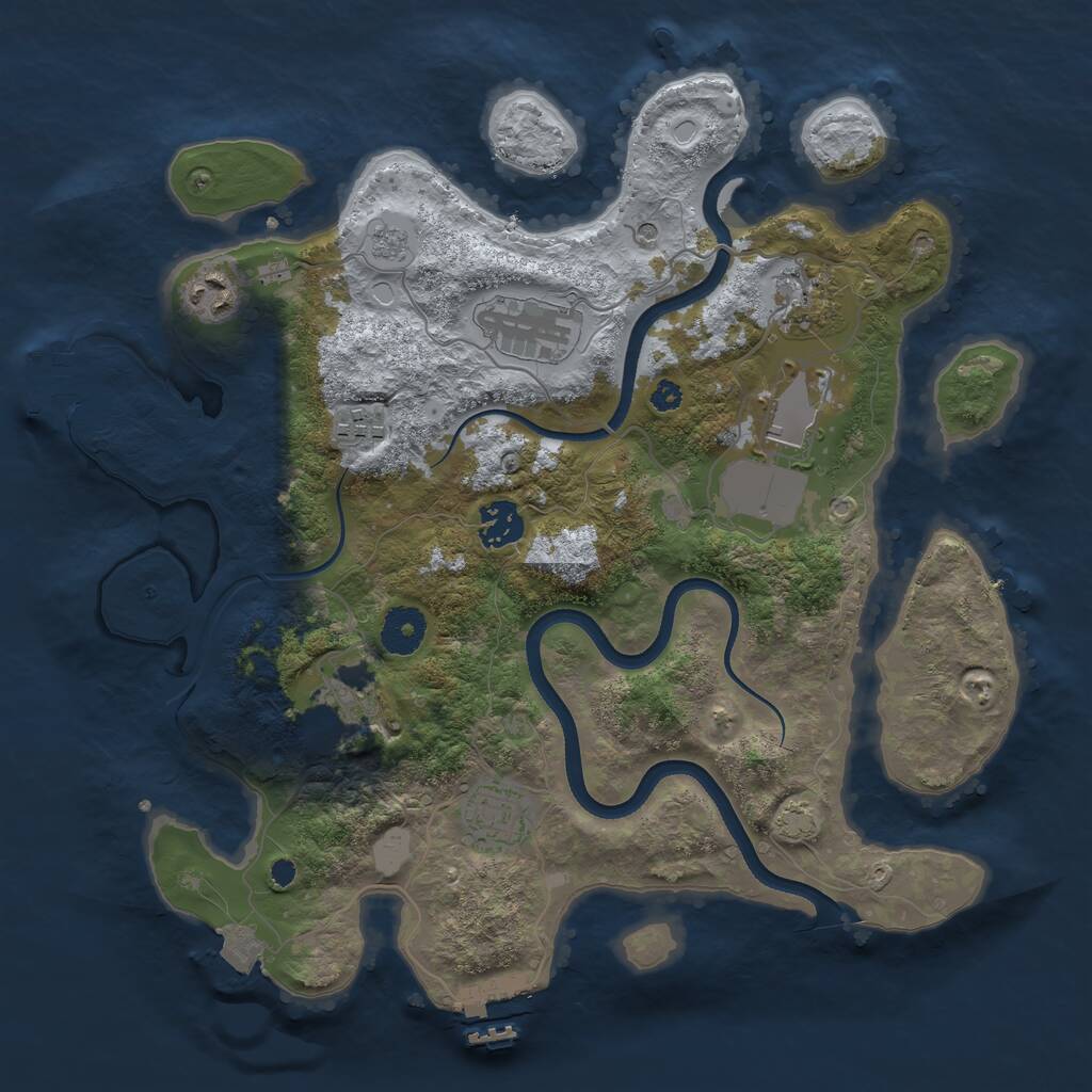 Rust Map: Procedural Map, Size: 3500, Seed: 921905856, 14 Monuments
