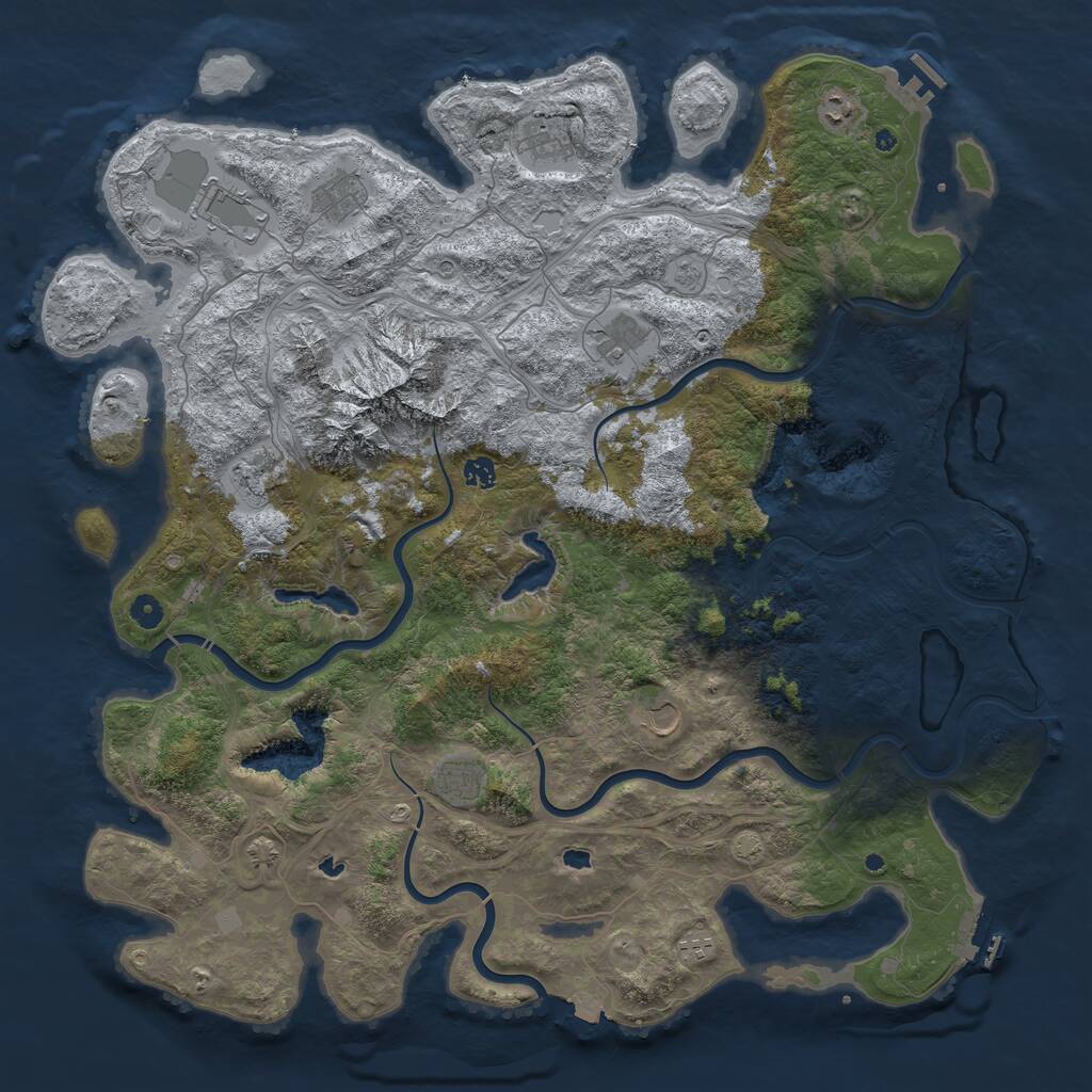Rust Map: Procedural Map, Size: 5000, Seed: 21854, 16 Monuments