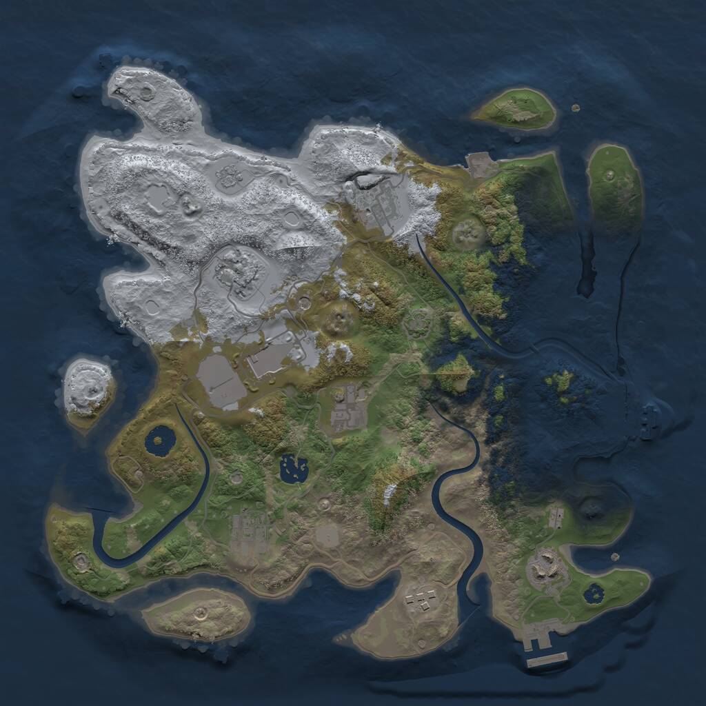 Rust Map: Procedural Map, Size: 3500, Seed: 45458, 14 Monuments