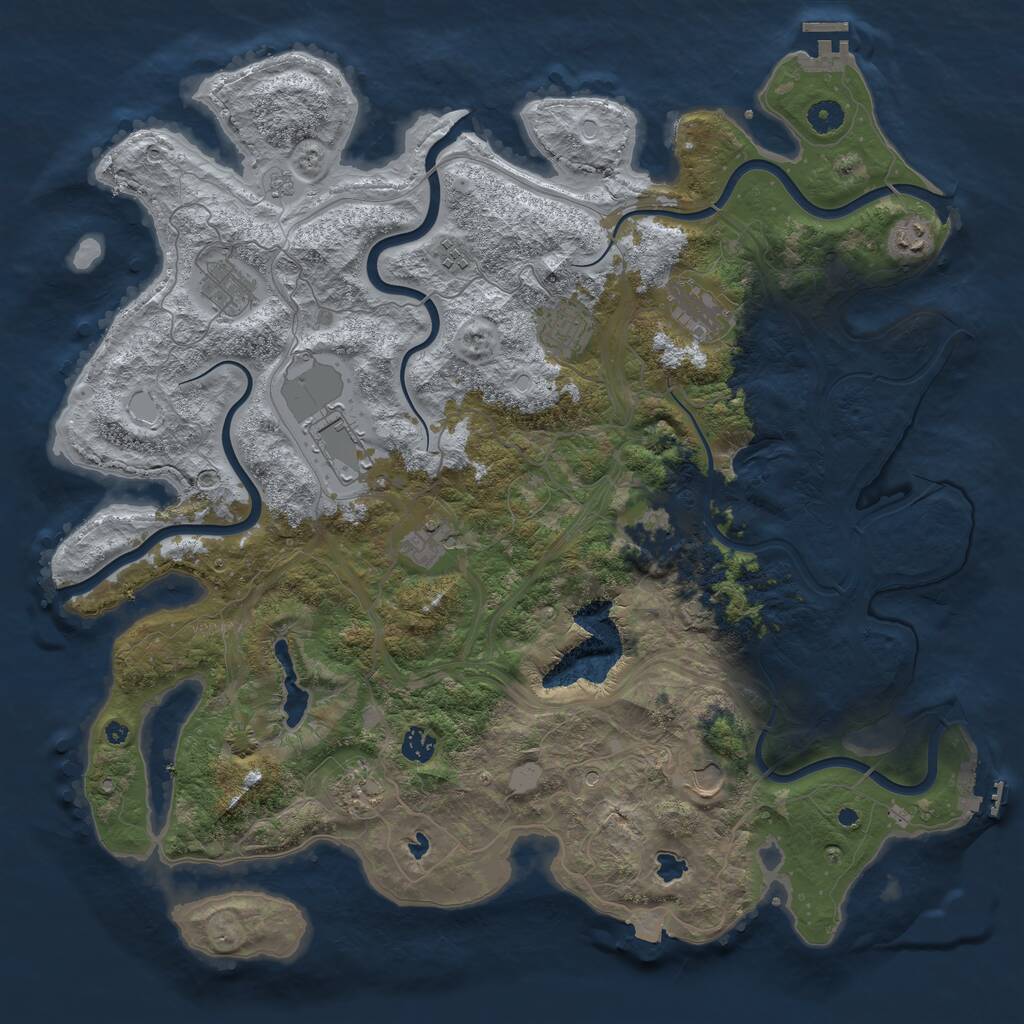 Rust Map: Procedural Map, Size: 4500, Seed: 477476417, 17 Monuments