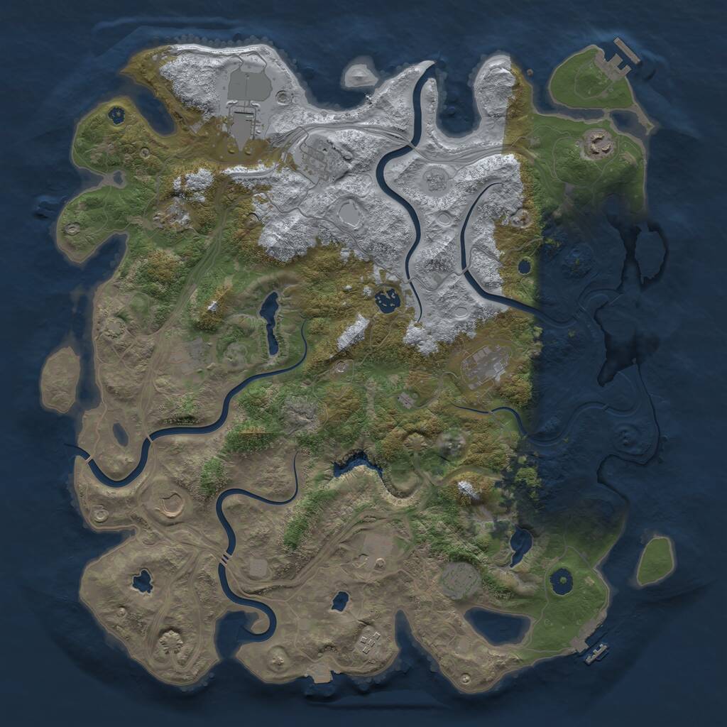 Rust Map: Procedural Map, Size: 4500, Seed: 790504588, 17 Monuments