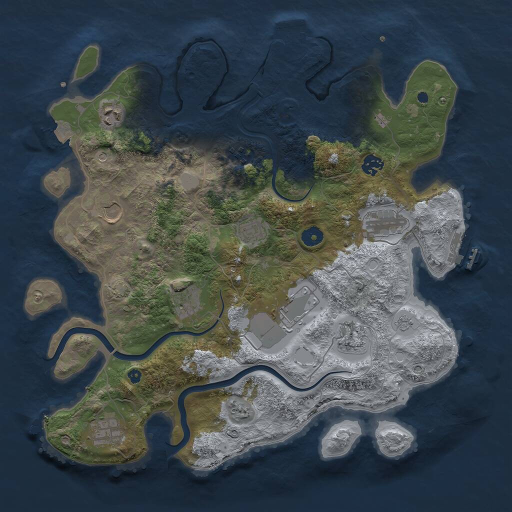 Rust Map: Procedural Map, Size: 3750, Seed: 3850, 16 Monuments