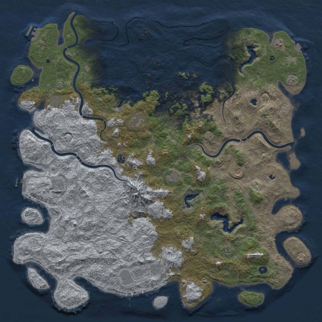 Rust Map: Procedural Map, Size: 6000, Seed: 136225, 17 Monuments