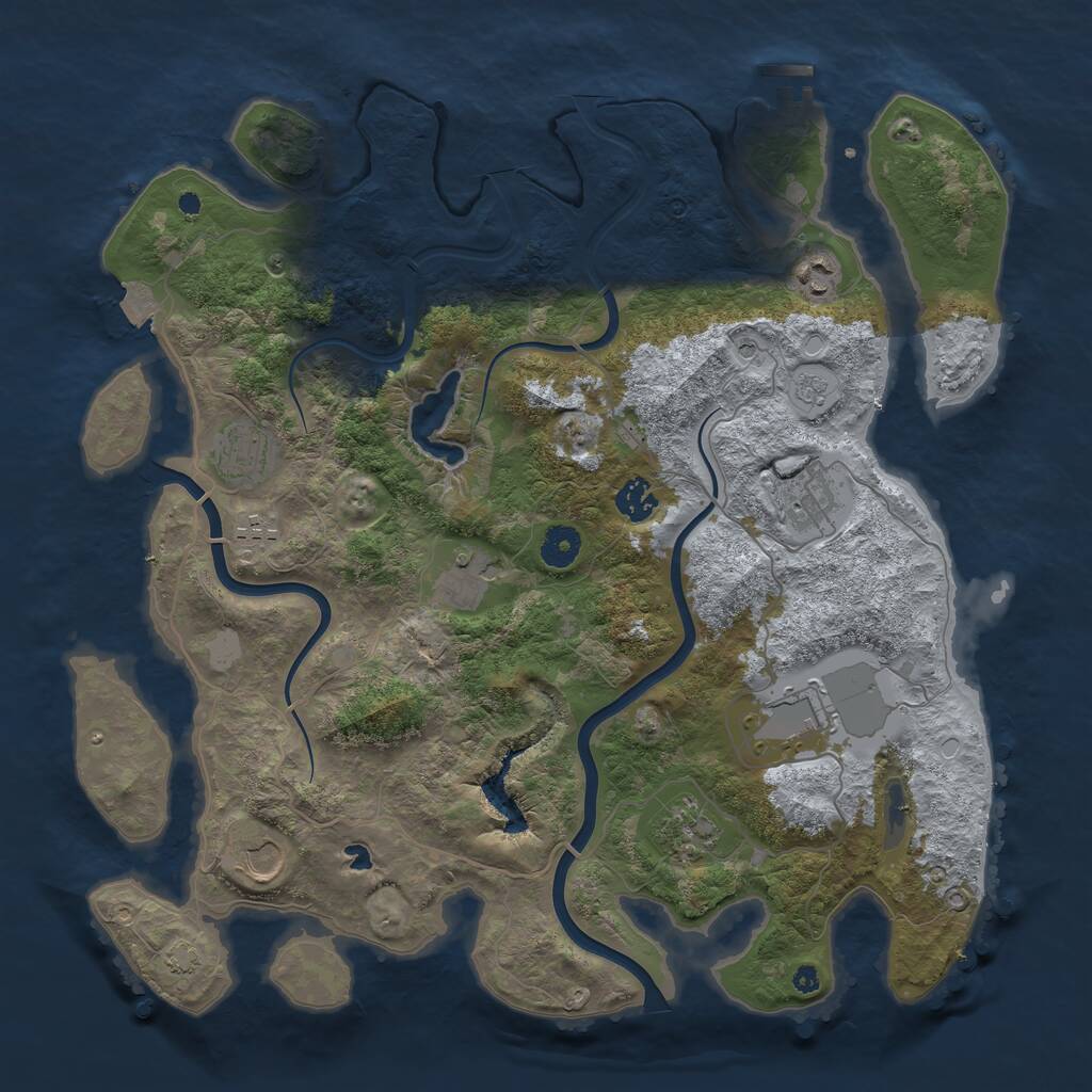 Rust Map: Procedural Map, Size: 4000, Seed: 865664, 14 Monuments