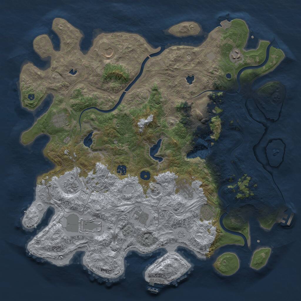 Rust Map: Procedural Map, Size: 4500, Seed: 899419548, 17 Monuments