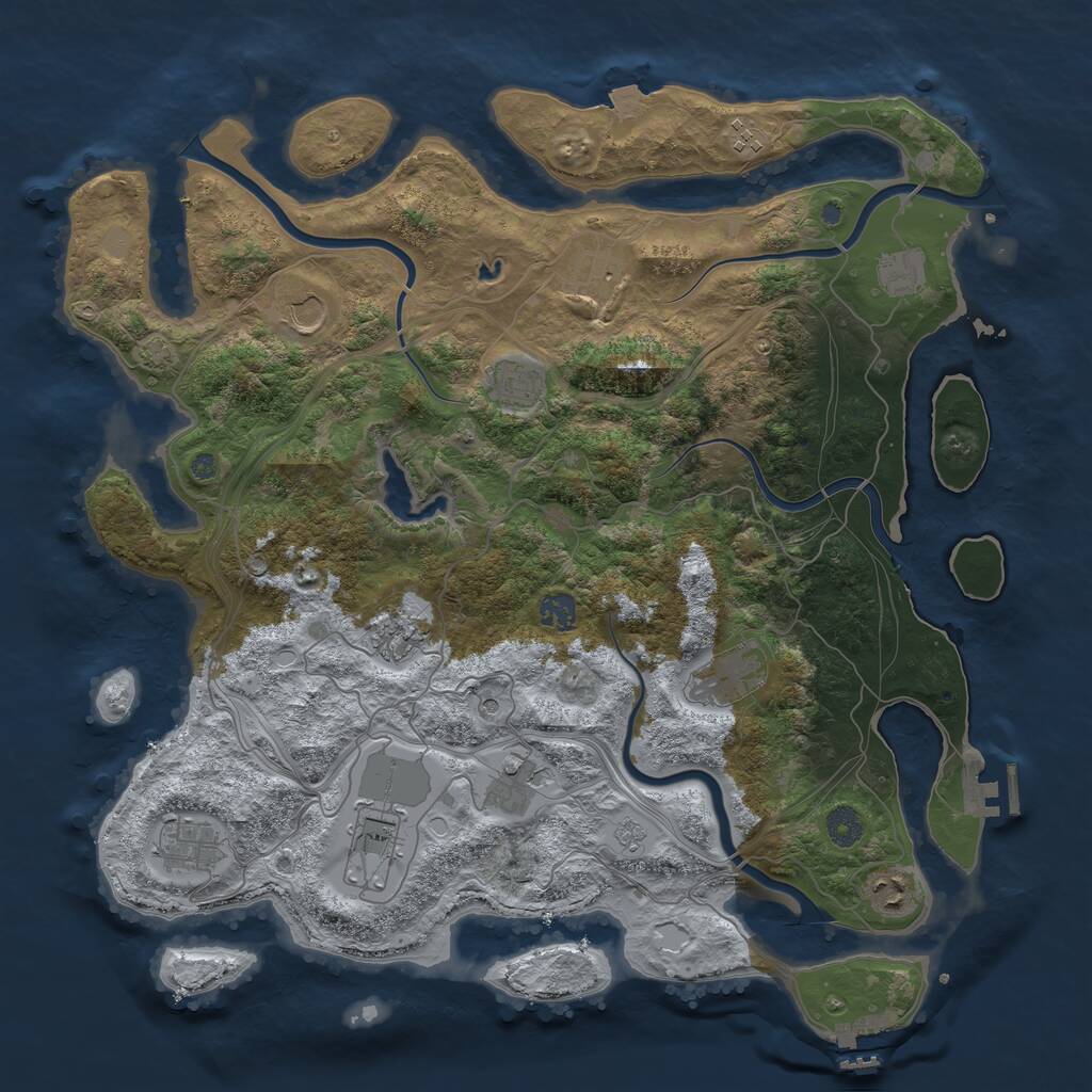 Rust Map: Procedural Map, Size: 4250, Seed: 2047296810, 19 Monuments