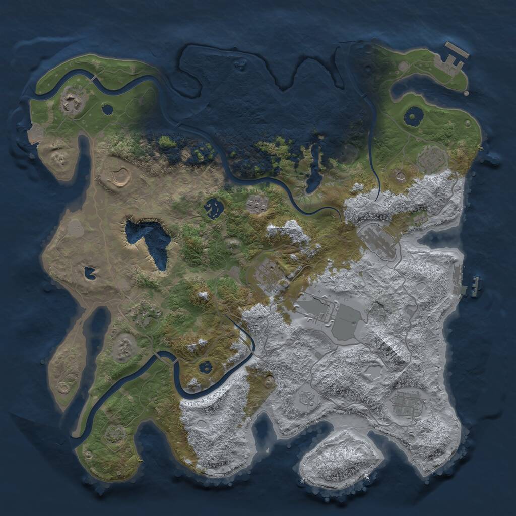 Rust Map: Procedural Map, Size: 4000, Seed: 862470227, 16 Monuments
