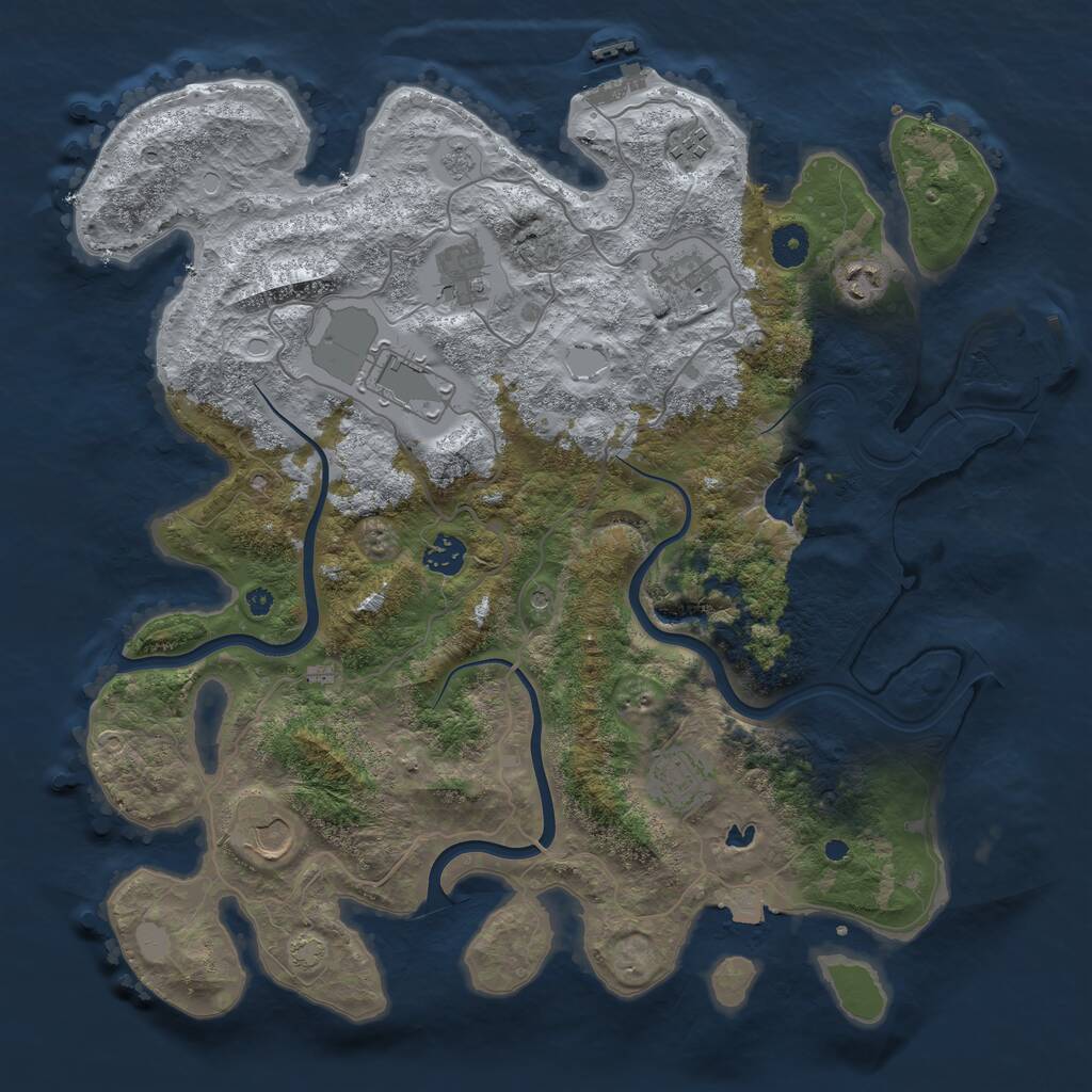 Rust Map: Procedural Map, Size: 4000, Seed: 2469927, 14 Monuments