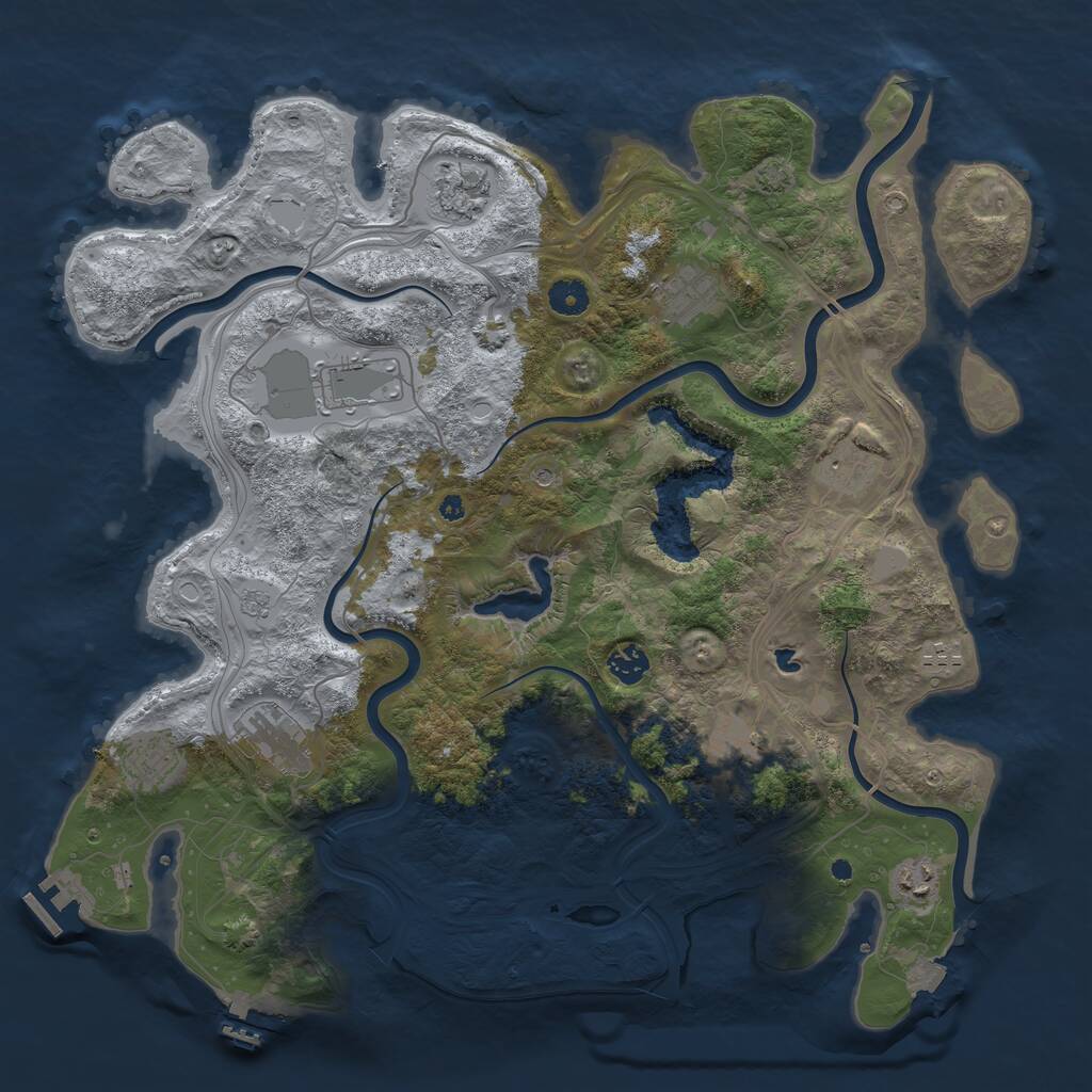 Rust Map: Procedural Map, Size: 4250, Seed: 420423, 16 Monuments
