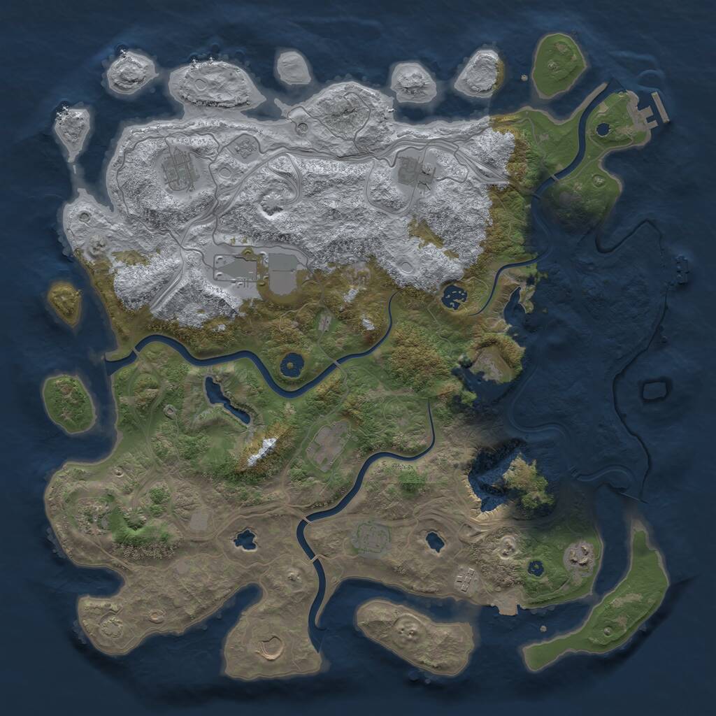 Rust Map: Procedural Map, Size: 4500, Seed: 231517332, 17 Monuments