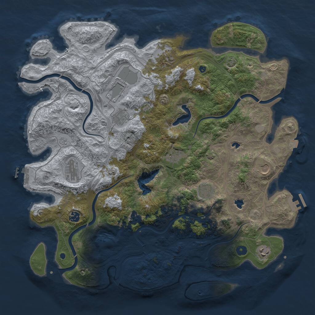 Rust Map: Procedural Map, Size: 4500, Seed: 311978884, 16 Monuments