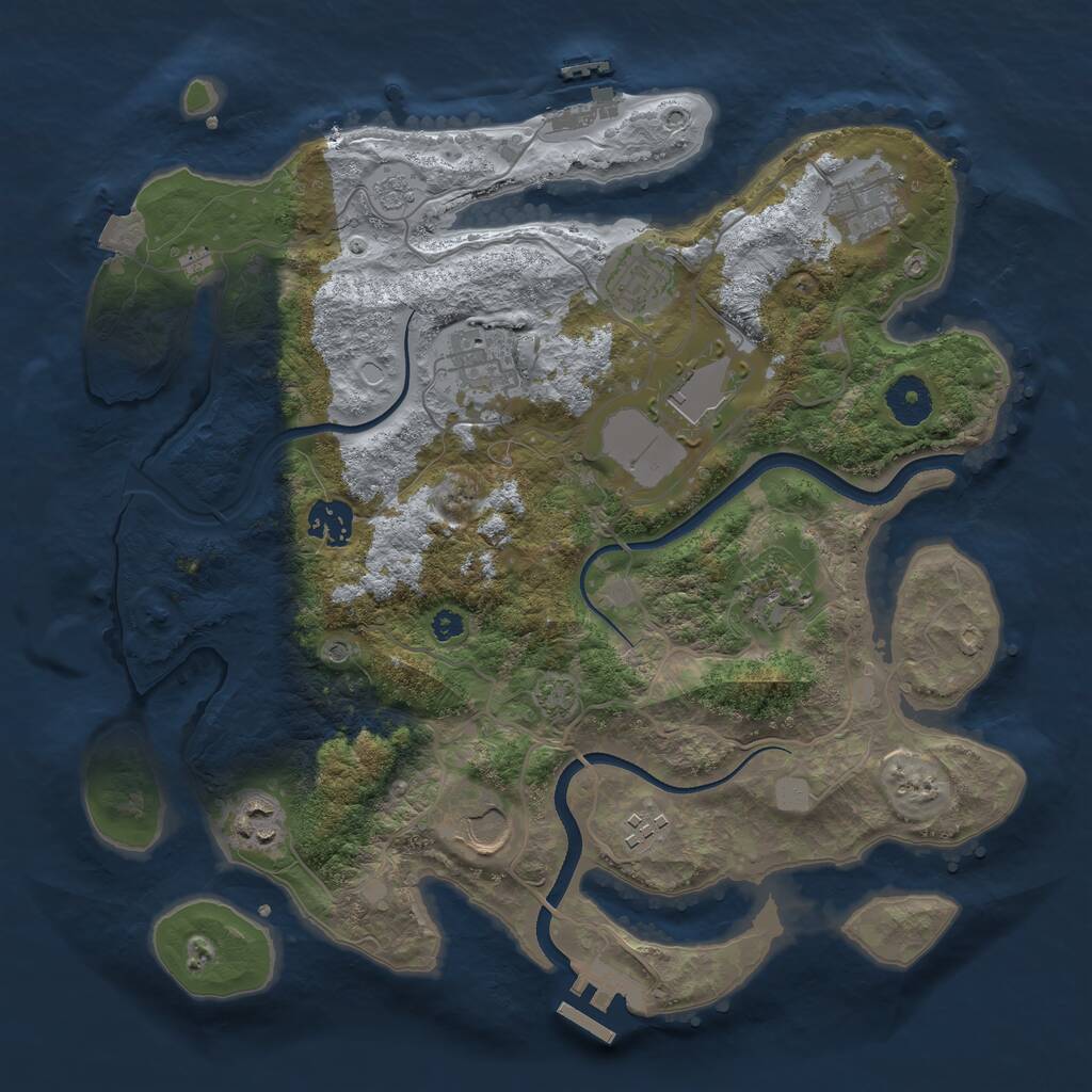 Rust Map: Procedural Map, Size: 3500, Seed: 2083588353, 15 Monuments