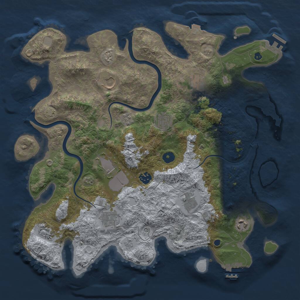 Rust Map: Procedural Map, Size: 3900, Seed: 2002, 16 Monuments