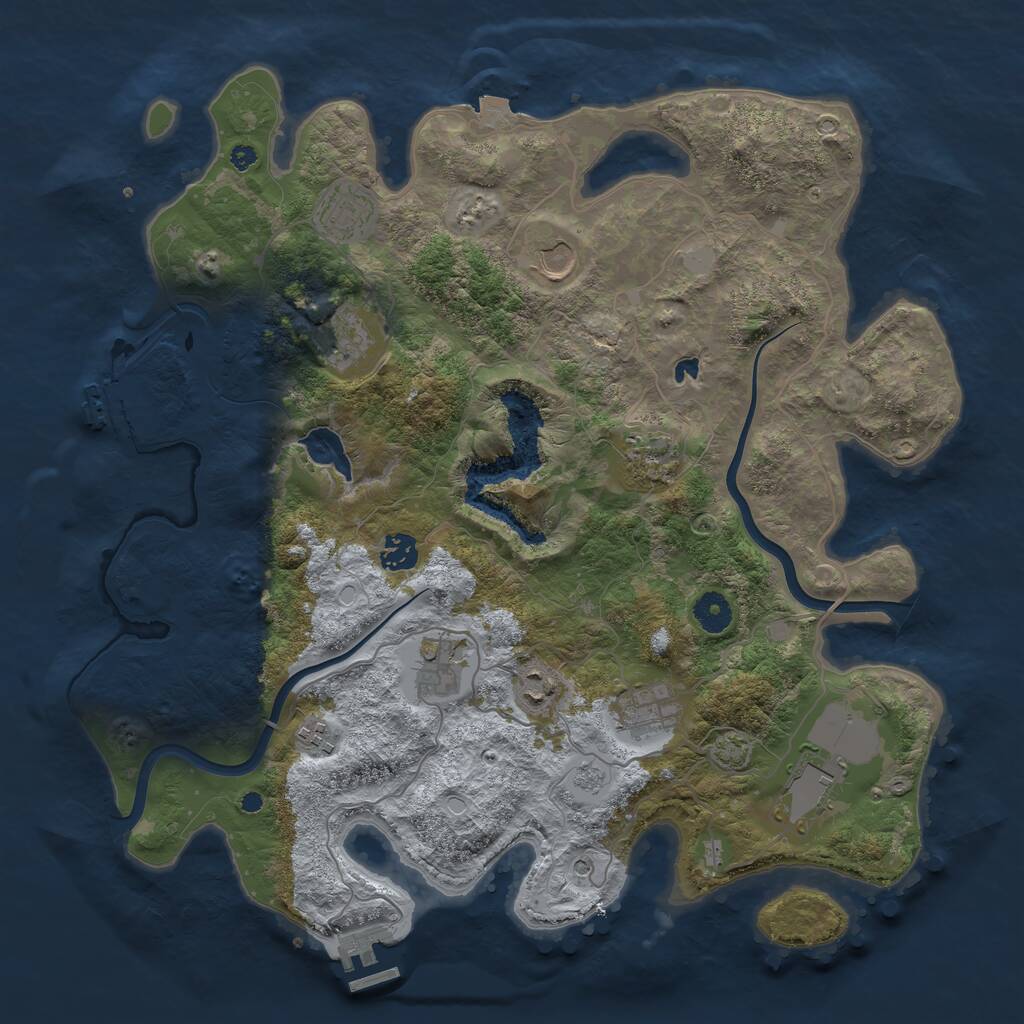 Rust Map: Procedural Map, Size: 4000, Seed: 9421, 16 Monuments