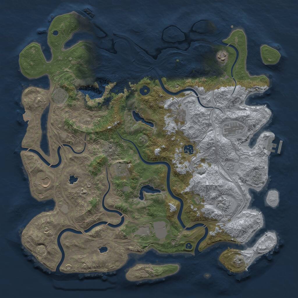 Rust Map: Procedural Map, Size: 4500, Seed: 137833067, 16 Monuments