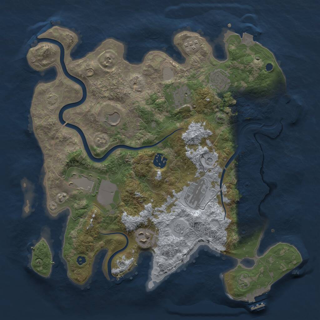 Rust Map: Procedural Map, Size: 3500, Seed: 605285284, 14 Monuments