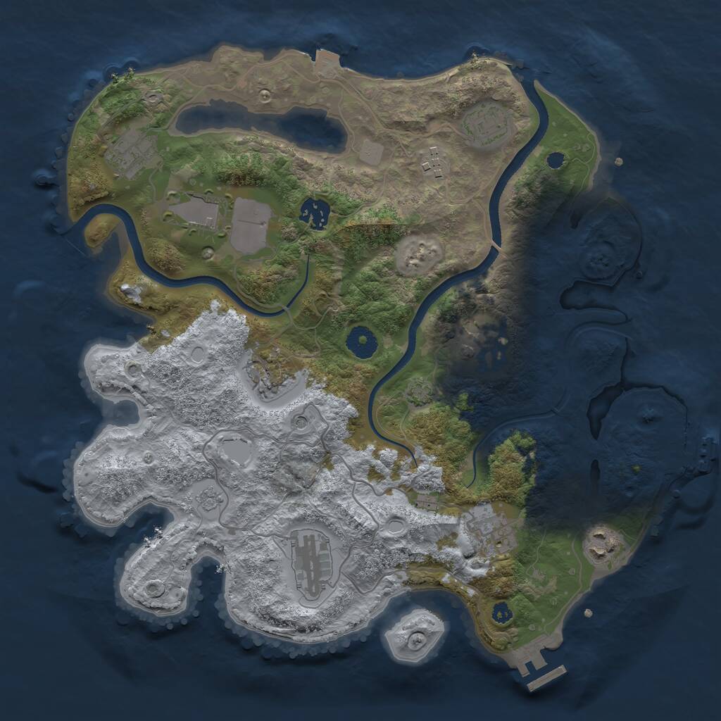 Rust Map: Procedural Map, Size: 3500, Seed: 6459214, 16 Monuments