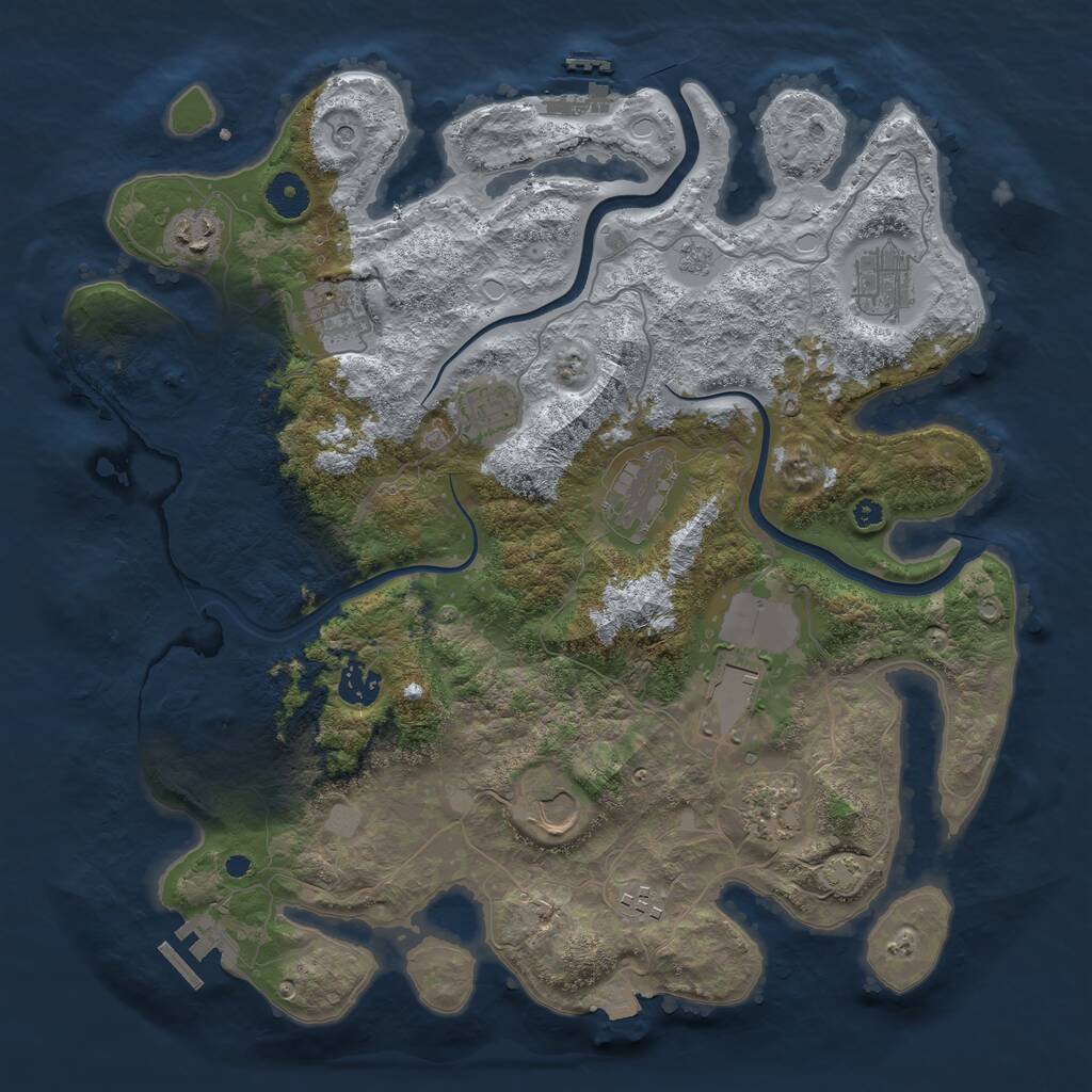 Rust Map: Procedural Map, Size: 3800, Seed: 50226, 16 Monuments