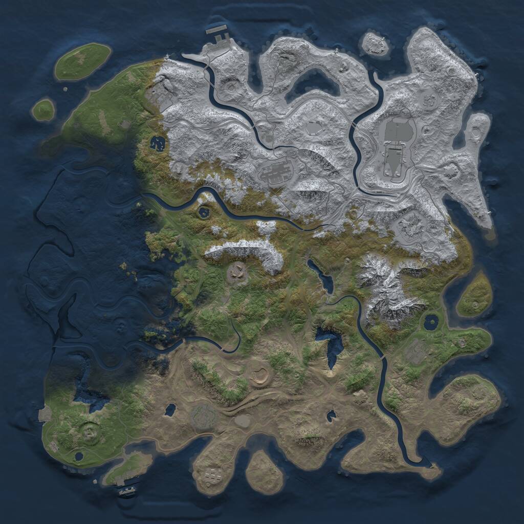 Rust Map: Procedural Map, Size: 5000, Seed: 20086, 16 Monuments