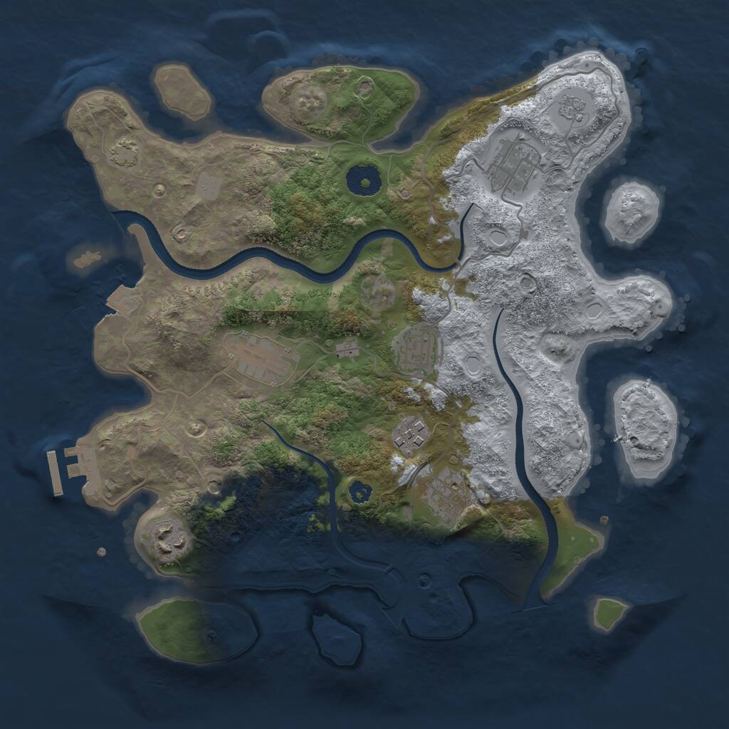 Rust Map: Procedural Map, Size: 3250, Seed: 417886587, 11 Monuments