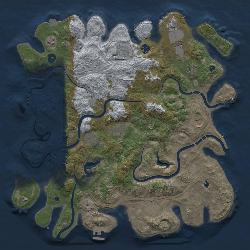 Rust Map: Procedural Map, Size: 4250, Seed: 1206339714, 16 Monuments