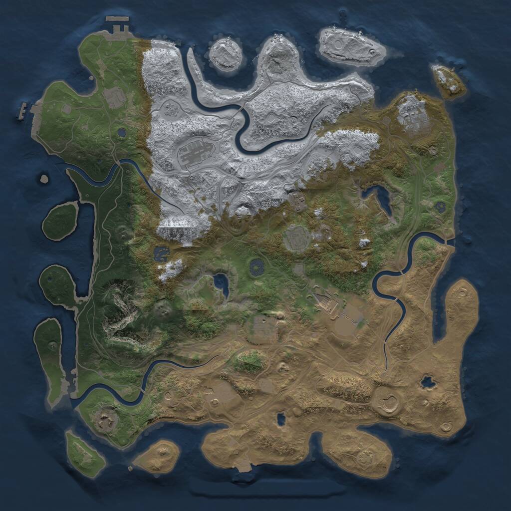 Rust Map: Procedural Map, Size: 4500, Seed: 227234491, 19 Monuments