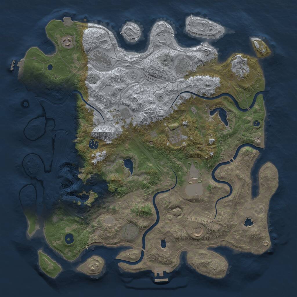 Rust Map: Procedural Map, Size: 4500, Seed: 227234491, 17 Monuments