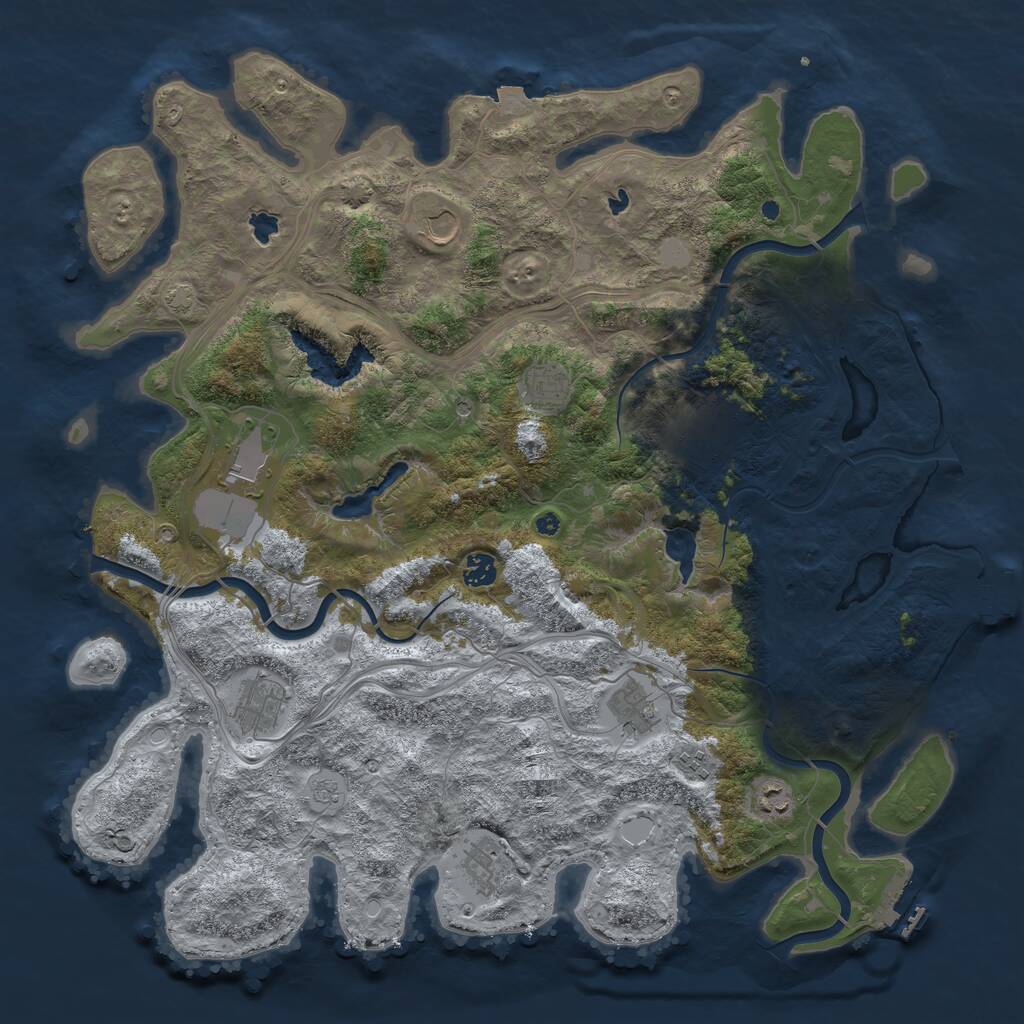 Rust Map: Procedural Map, Size: 4500, Seed: 100785980, 16 Monuments