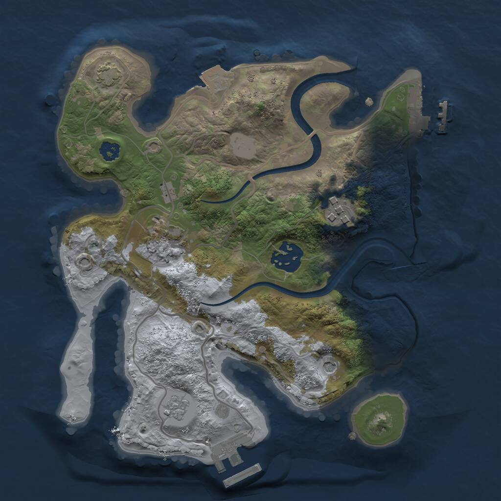 Rust Map: Procedural Map, Size: 2500, Seed: 58169681, 9 Monuments