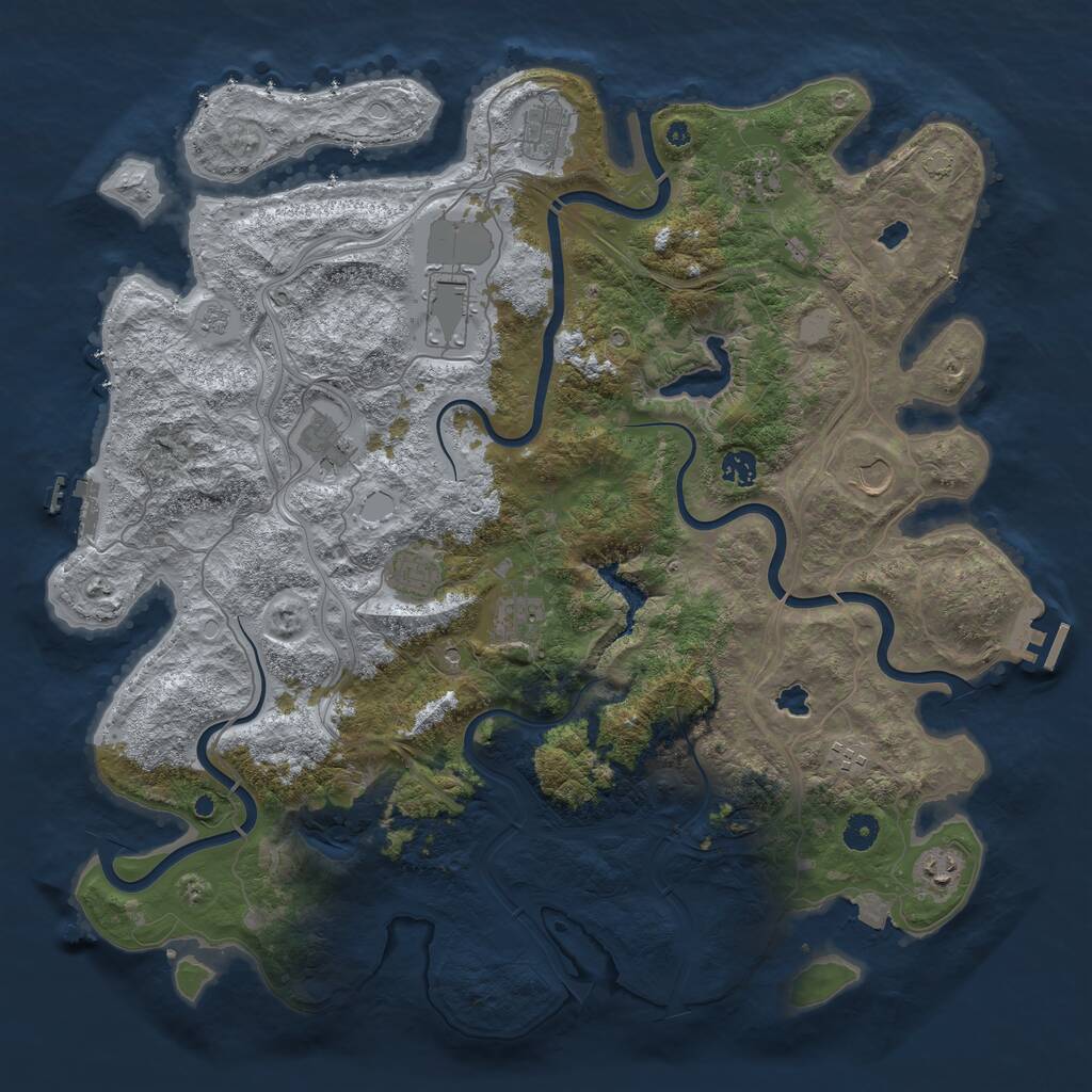 Rust Map: Procedural Map, Size: 4500, Seed: 331543, 16 Monuments