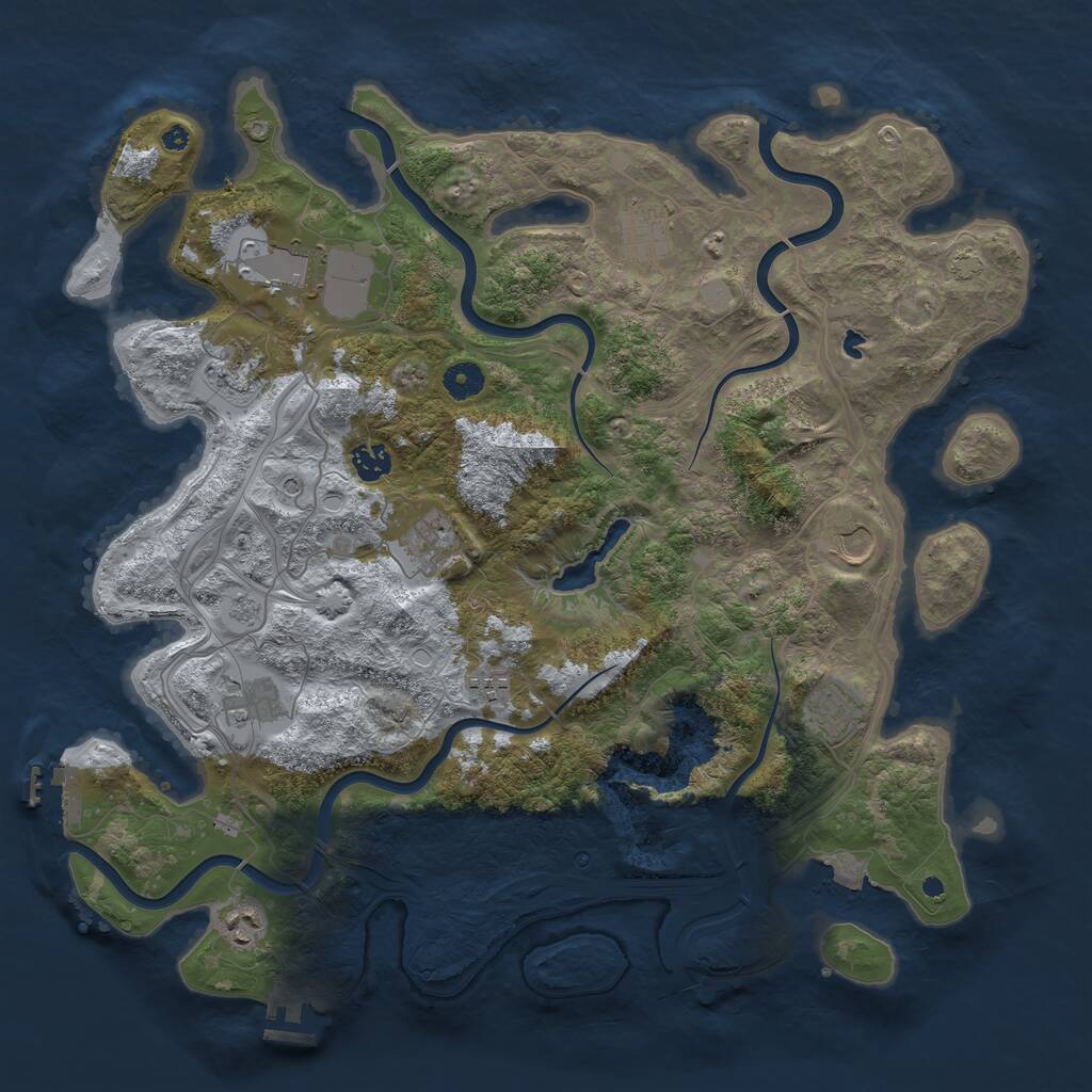 Rust Map: Procedural Map, Size: 4250, Seed: 1942594414, 16 Monuments