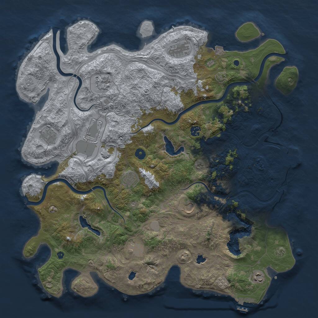 Rust Map: Procedural Map, Size: 4500, Seed: 11532031, 16 Monuments
