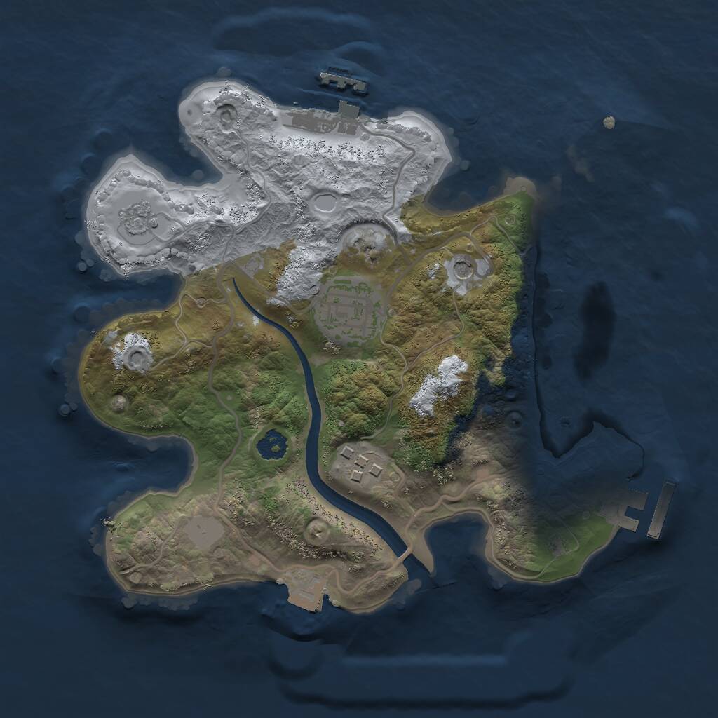 Rust Map: Procedural Map, Size: 2400, Seed: 648252, 7 Monuments