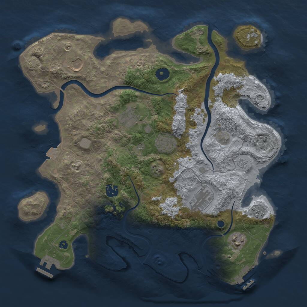 Rust Map: Procedural Map, Size: 3500, Seed: 367926366, 13 Monuments