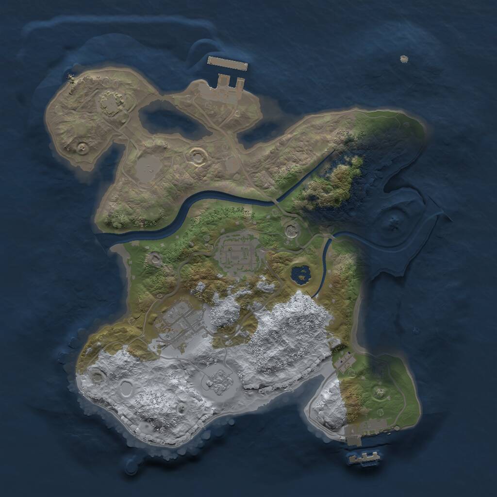 Rust Map: Procedural Map, Size: 2500, Seed: 438052436, 8 Monuments